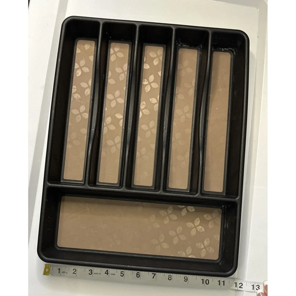 Rubbermaid No-Slip Large, Silverware Tray‎ Organizer, Black with Brown.